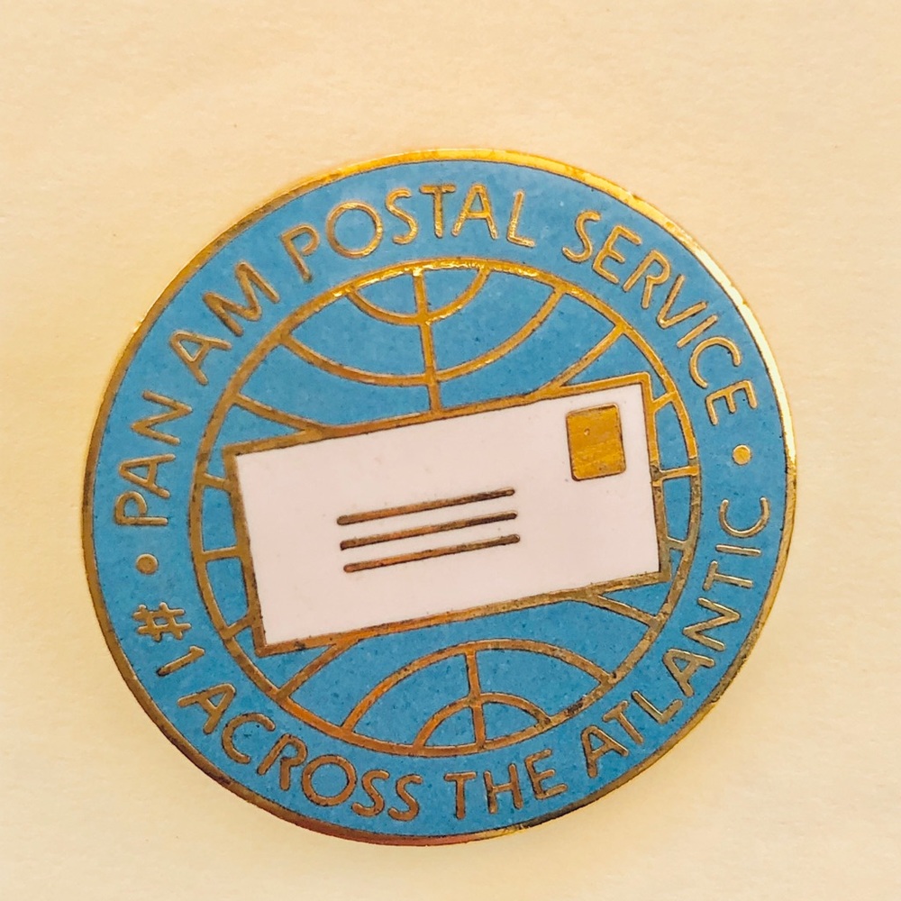 PanAm postal memorabilia pin. Collectors dream.